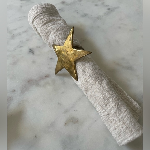 Hammered Brass Star Napkin Rings (Set of Four) - Picture 5 of 9